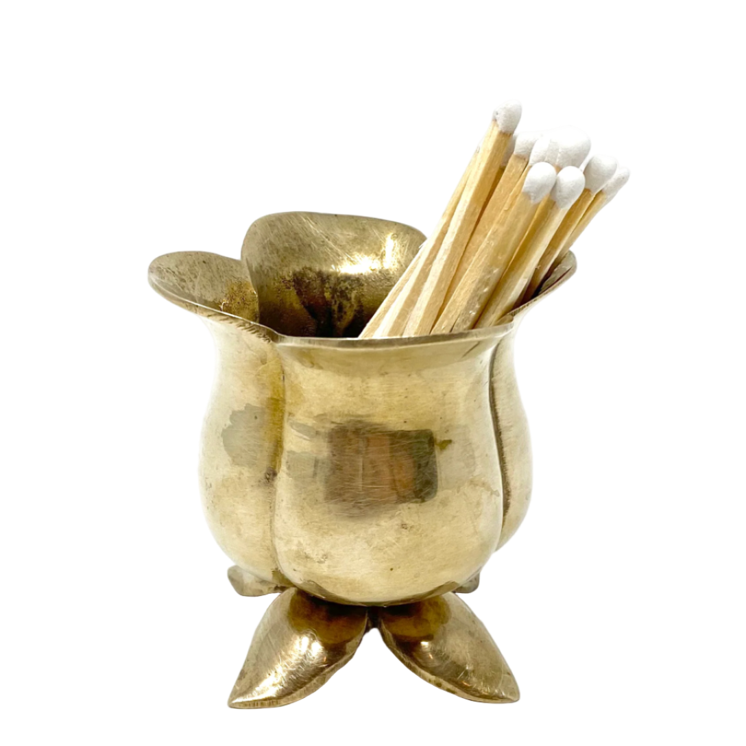 Brass tulip match holder